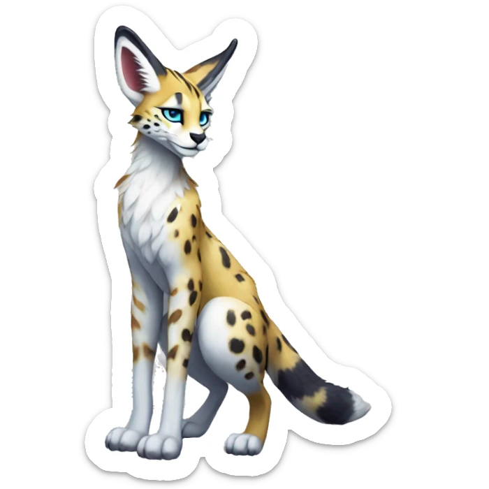 Anthro Epic Beautiful Handsome Pretty Colorful Sergal-Serval-Vernid full body sticker