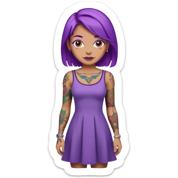 women with tatoos and hightlight that tatoos with purple hair and different color dresses sticker