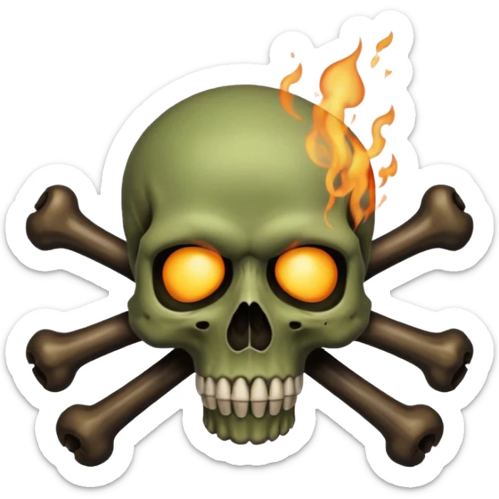 a poisonous cloud of gas, dark swamp color, with an image of a skull and two crossed bones behind the skull sticker