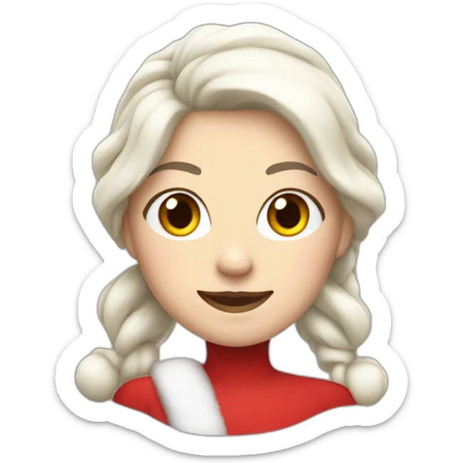 white woman with hair tied dressed as santa for christmas who strikes the pose full height sticker