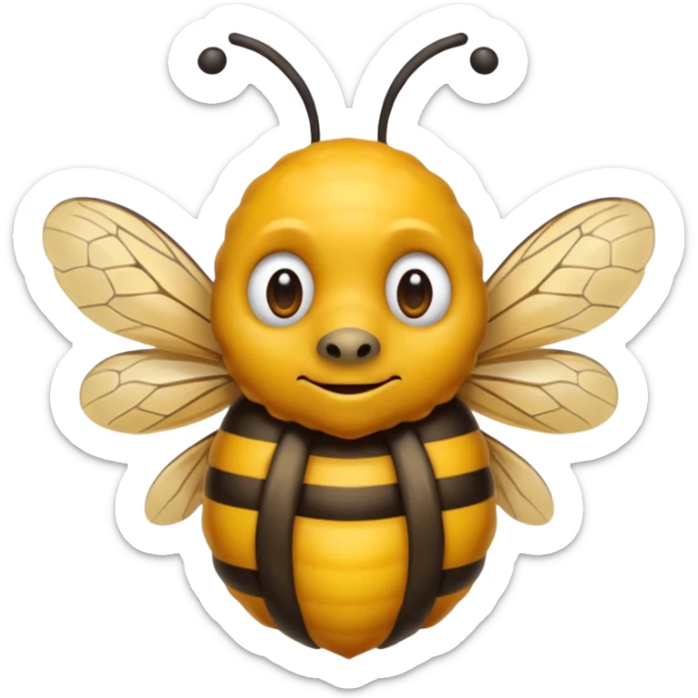 una abeja con cabeza de un señor canoso viejo, robusto yhumano, el cuerpo de la abeja dejalo sin cambiar sticker