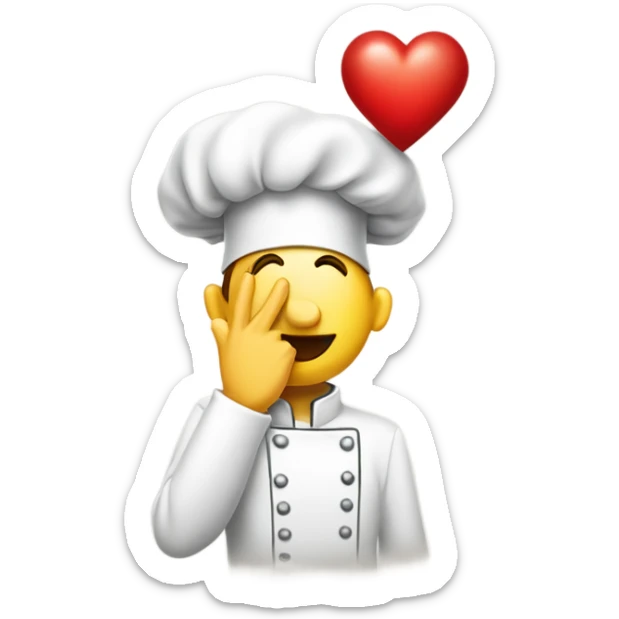 An emoji-style hand performing the classic 'chef's kiss' gesture, a universally recognized expression of perfection, accompanied by a vibrant red heart near the fingertips to symbolize affection, admiration, or approval sticker