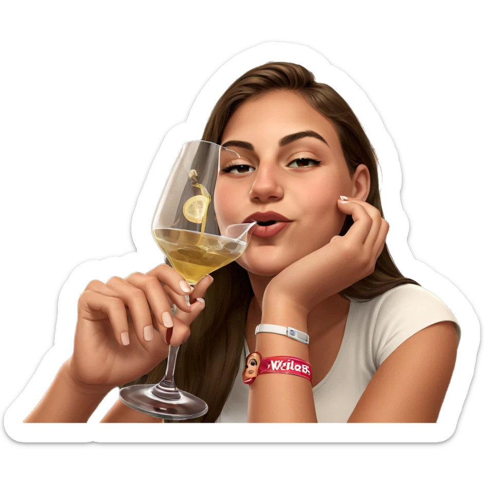 girl enjoying a drink sticker