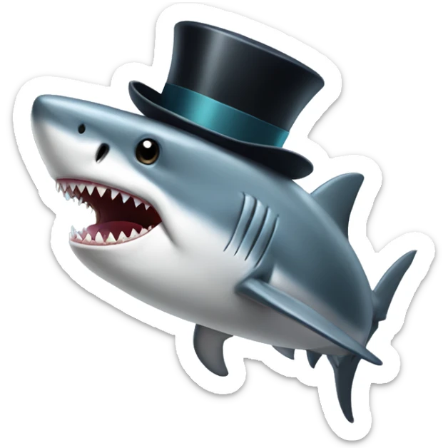 Shark with a top hat sticker