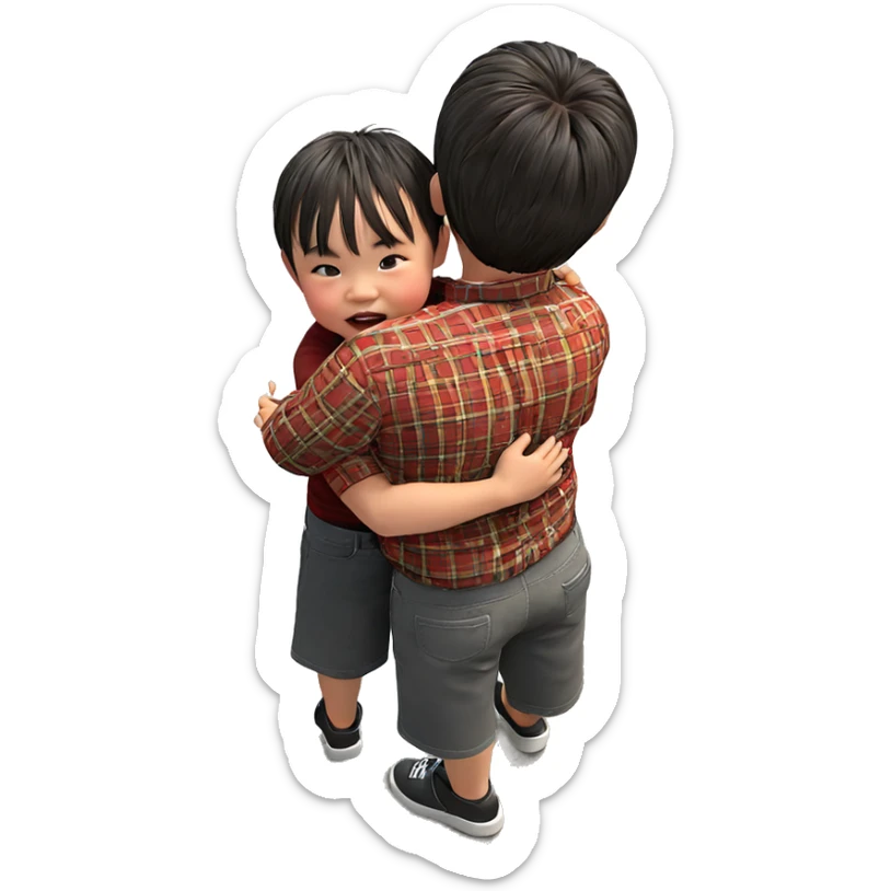 boys hugging from above sticker