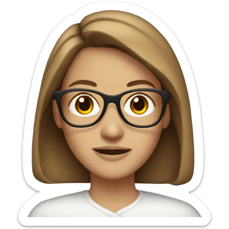white woman with brown hair and glasses sticker