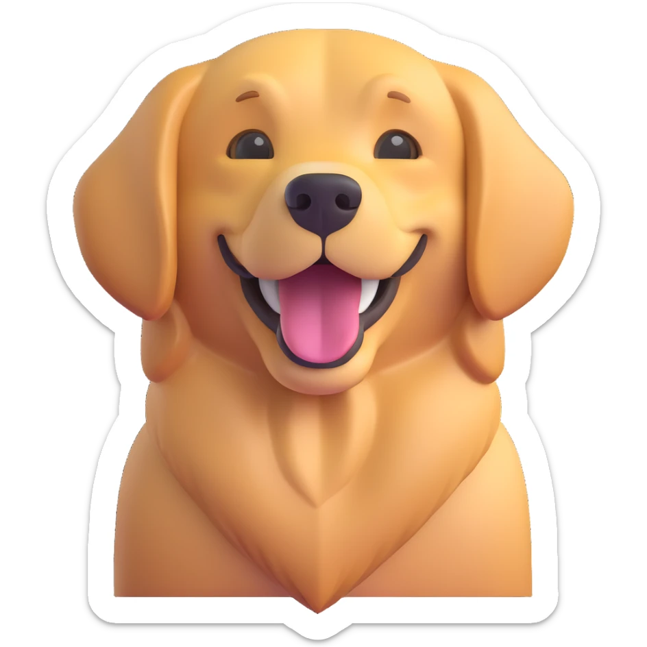 Change the dog to a golden retriever breed in the style of Microsoft style 3D fluent emojis, keeping the rest of the image unchanged. sticker
