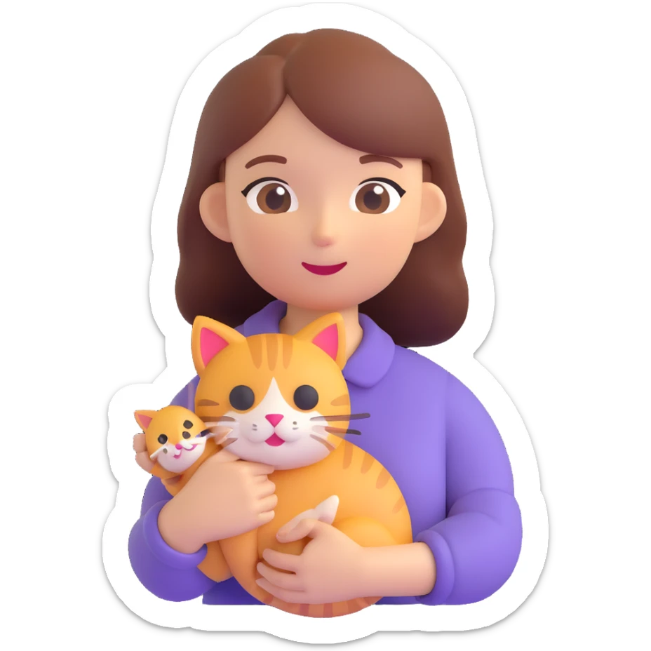 happy woman in airplane cabin holding a cat emoji sticker