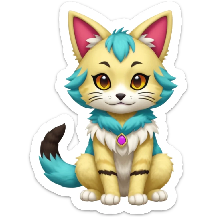 Cool colorful cute Kemonomimi Nekomimi Japanese Anime Kemono Furry Style Vernid-Protogen-Fursuit-furry-fursona sticker