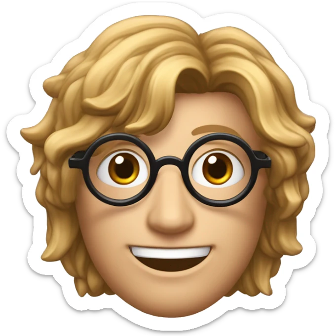 Harry potter avec les cheveux noir ondulés noir des lunettes ronde une cicatrice une baguette magique et un pot de fleur  sticker