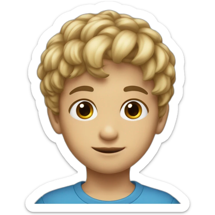 Niño de 5 años, cabello castaño corto, ojos azules, color de piel claro. sticker