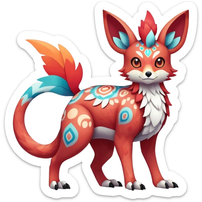 Falvie-Fionbri-fantasy-creature-Fakémon-Pokémon, full body, with markings sticker