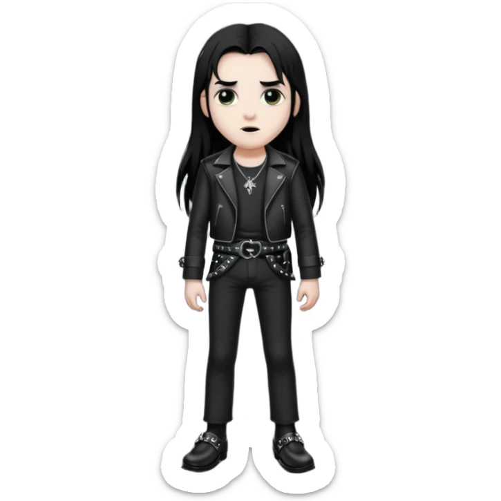 A black metal fan who is going on holiday wearing shiny black leather loafers sticker