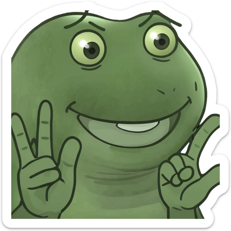 Girl with hands out 6 on the left hand and 7 on the right hand and smiling sticker