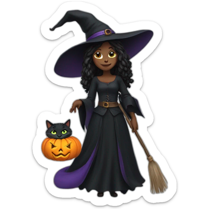 witch with cat sticker