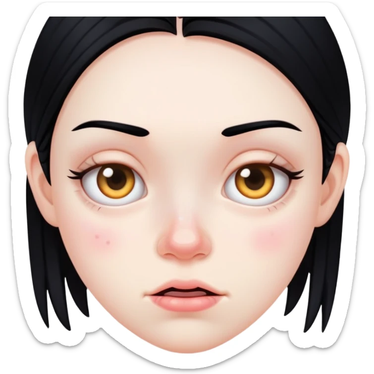 ugly girl with black hair and pimples sticker