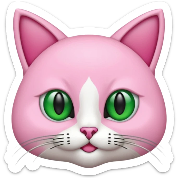 Bir siyah renkli kedi gözleri yeşil ve oturuyor boynunda pembe tasma var sticker