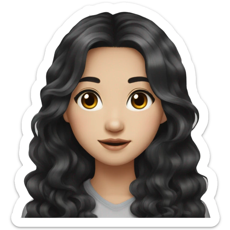 Beautiful girl,Black hair,wavy hair，long hair,Black eyes,Chinese sticker