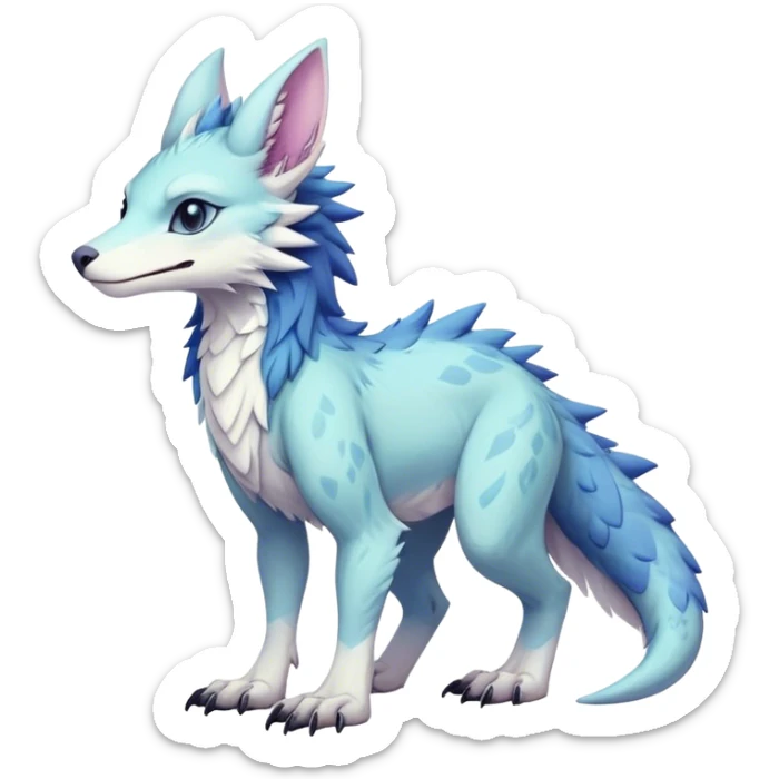 Feral Rare Fantasy cute pastel Vernid-Sergal-animal-creature-hybrid by LiLaiRa, markings, tufted ears, full body sticker