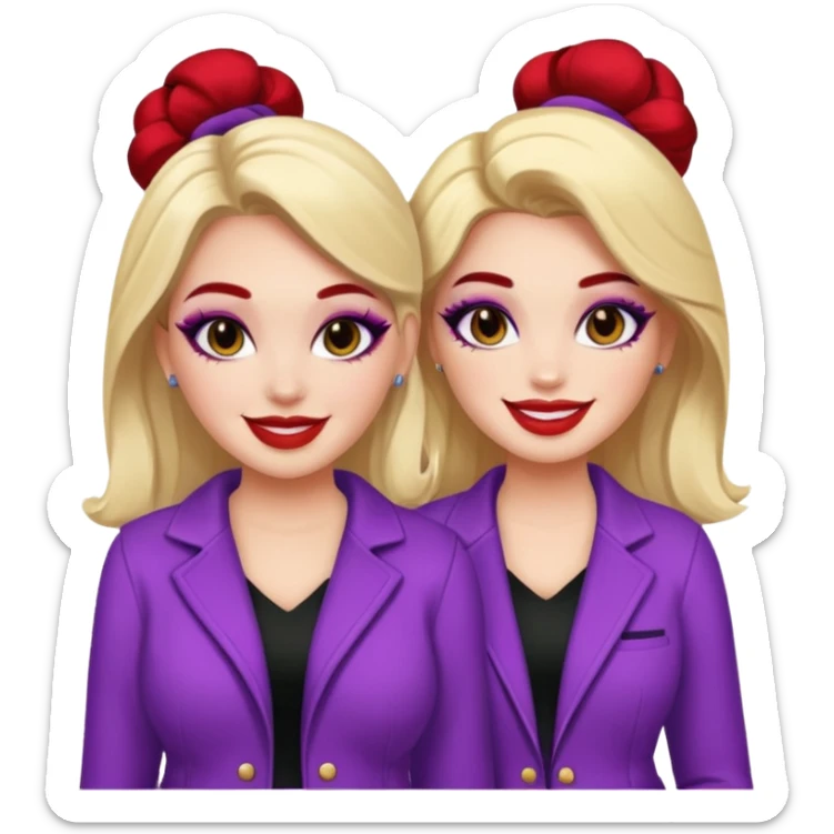 Boujy baddie best friends, fair skin, trendy heavy makeup sticker