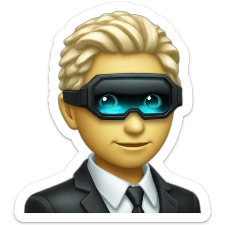 Aquamarine reptilian in classic black suite with red laser eyes on the middle of platinum coin sticker