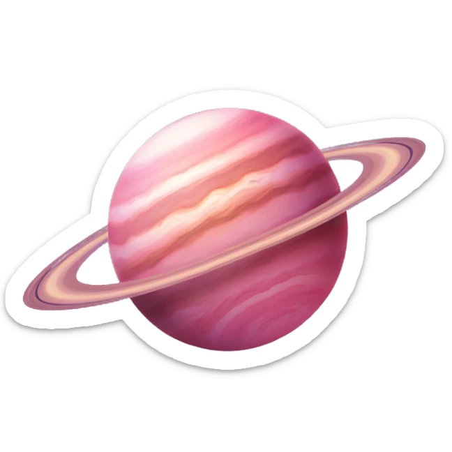Pink planet with similar features of Jupiter, realistic with no face, theme of love sticker