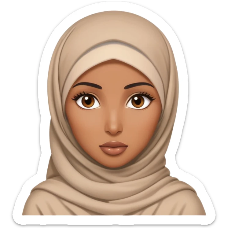 Pretty brown skin tone girl with Kim kanashain look and kinda long lashes hijab girl sticker