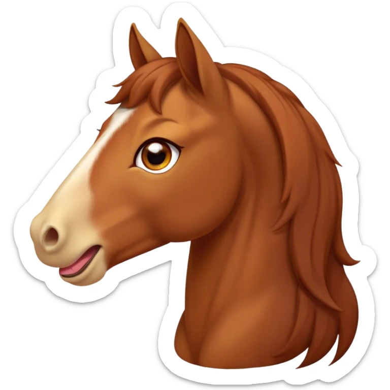 Cinematic Cute Yawning Chestnut Horse Portrait Emoji, Head tilted slightly with a dramatic, wide-open yawn, revealing a smooth chestnut fur with a subtle shimmer, floppy ears slightly drooping, round amber eyes barely open in drowsy contentment, Simplified yet irresistibly adorable features, highly detailed, glowing with a soft, cozy glow, high shine, relaxed yet expressive, stylized with a touch of equine whimsy, bright and endearing, soft glowing outline, capturing the essence of a sleepy yet affectionate horse, so drowsy it feels like it could stretch out of the screen and curl up for a nap! sticker