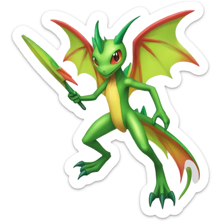 Full body sharp edgy shiny punk colorful Fairy-Flygon-Scyther-grovyle sticker