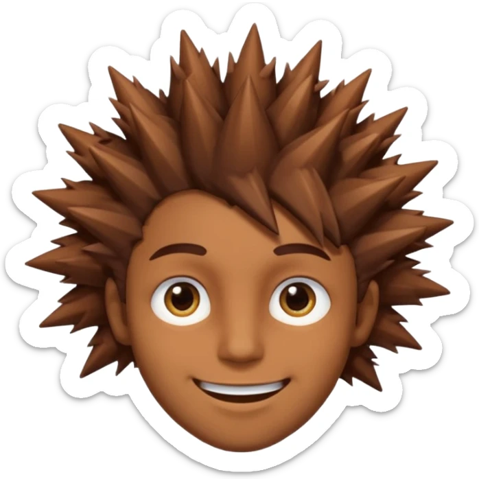 Color de piel moreno los ojos ke sean de estrella riéndose y pelo café hombre  el pelo asialado🤩😁 sticker