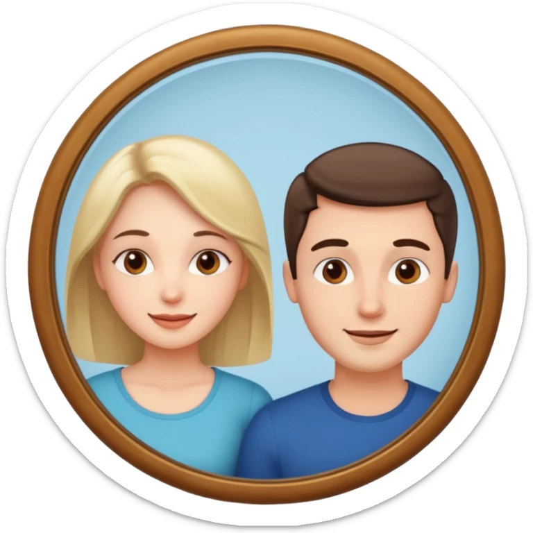 Woman in front. Man in mirror. They look similiar and look at each other sticker