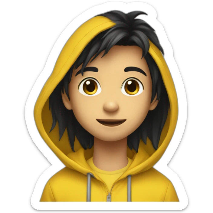 A young boy have a black hair wearing yellow hoody has a nameplate of @Champu_Editz sticker