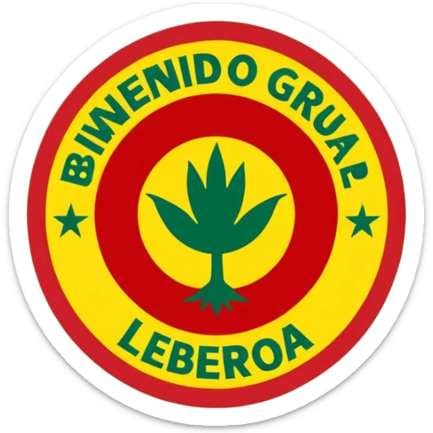crear un sticker con colores rojo amarillo y verde con el siguiente texto: bienvenido al grupo partido liberal de bolivia sticker