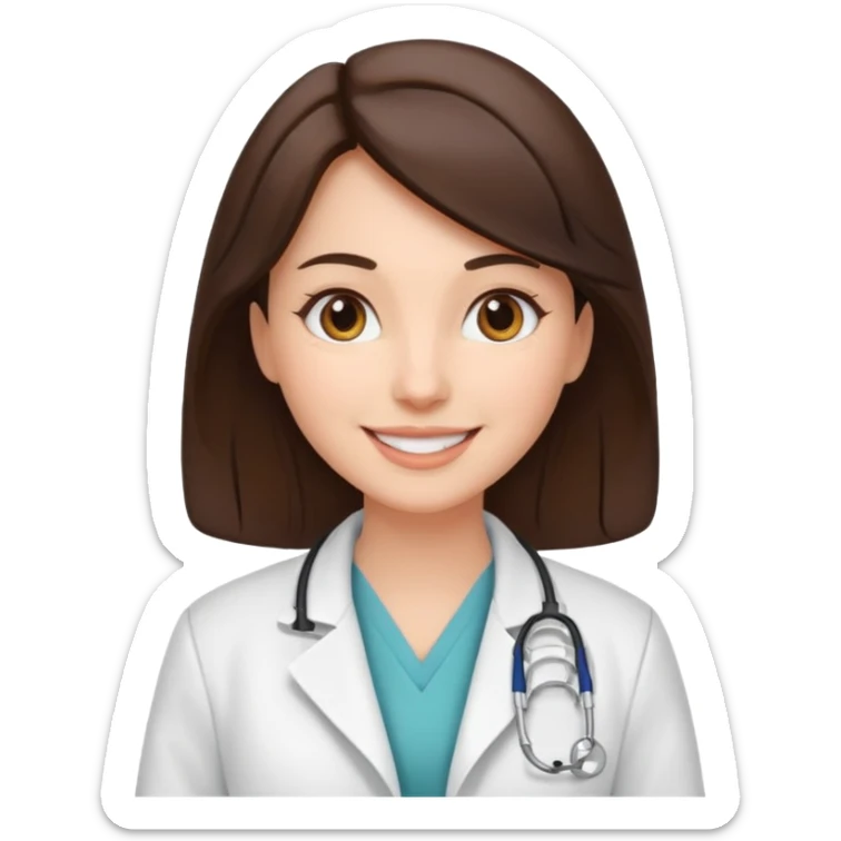 aesthetic emoji of a brunette woman with a white coat doctor sticker