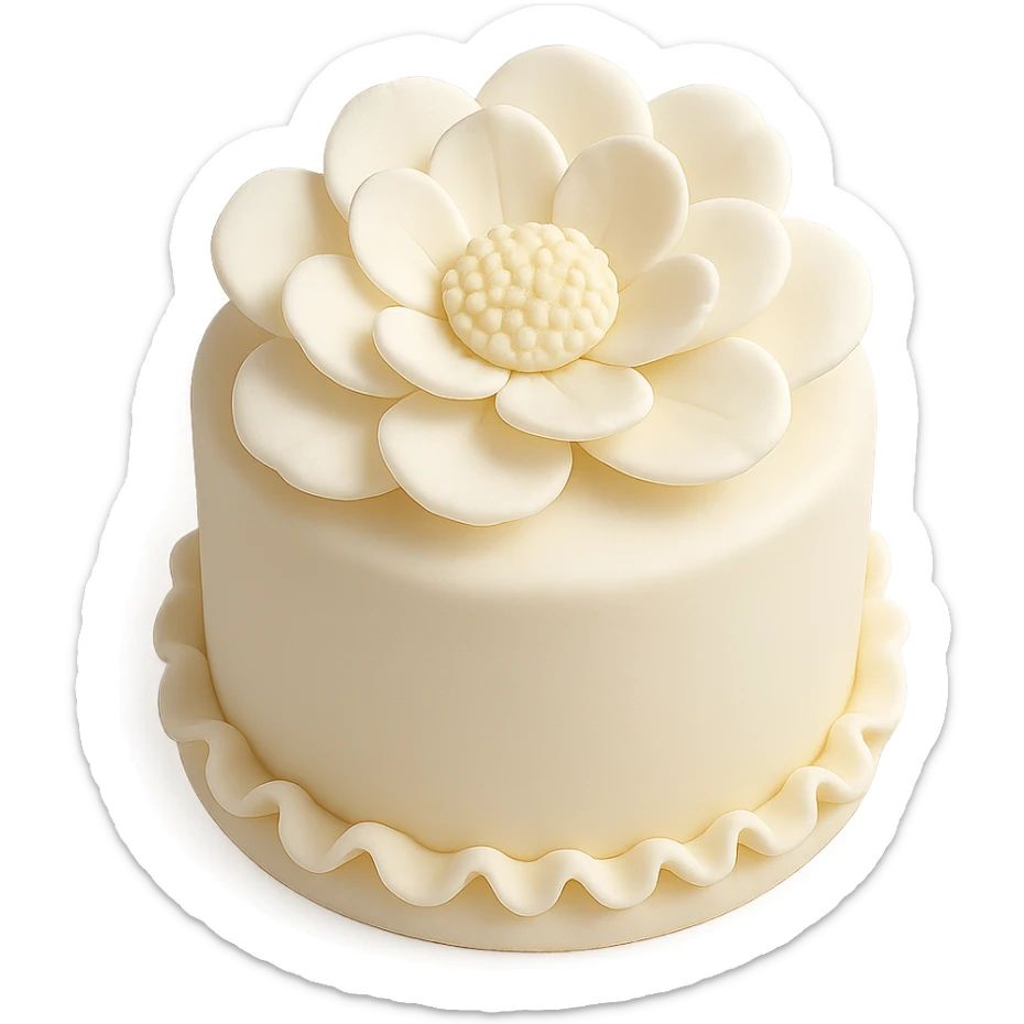 white flower fondant cake art style sticker