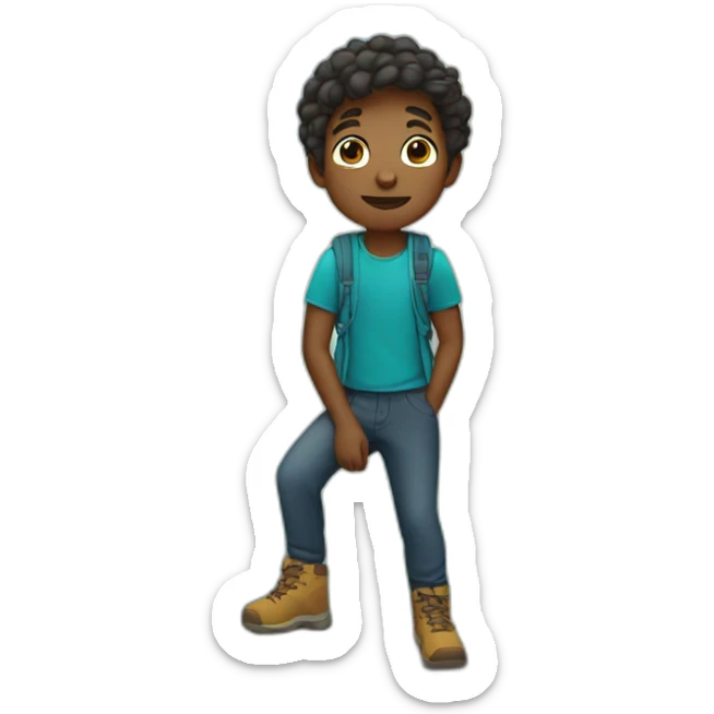 a boy on a mountain sticker