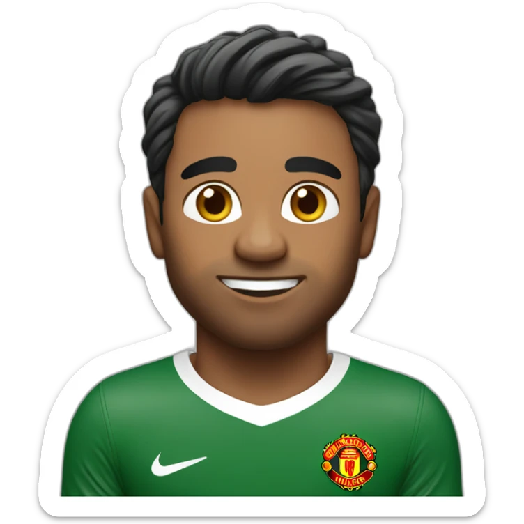 Indian south african with nice hair in Manchester united shirt sticker