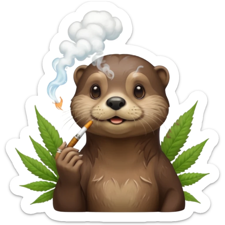 a female otter smoking a joint surrounded by marijuana fumes. a bit california hippy vibe sticker
