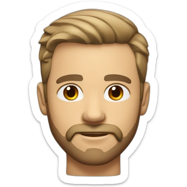 White man with slight sun kissed tan, dark brown eyes and undercut fade hairstyle. He has beard stubble and mustache trimmed. Cool clothing, hair styled sideways backwards. sticker