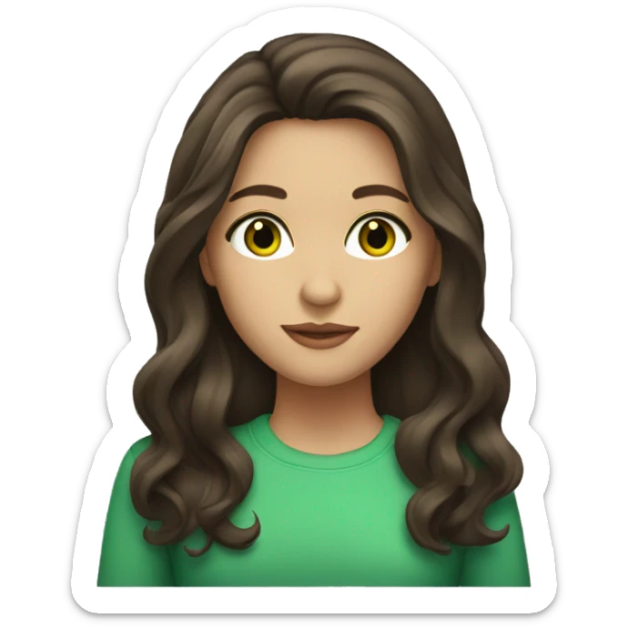 brunette with long hair and green-brown eyes sticker