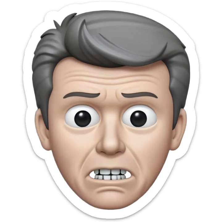 Very Wide Rick Astley with a kinda worried face but his upper teeth are sticking out and he is gray and you could barely see parts of him and the background is pitch black sticker