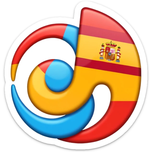 Symbol used to refer to a translation of a word into another language; the two languages ​​translated are Arabic and Spanish. sticker