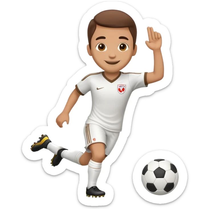 Un emoji de un chico tirando un gol de chilena hacia una portería sticker