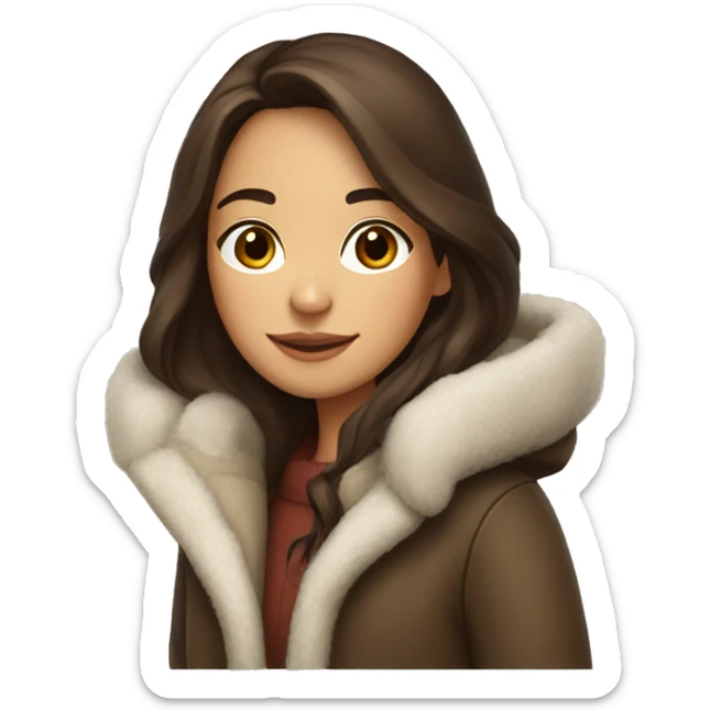winter christmas coat, hispanic, long brown hair, girl, brown eyes, fair skin  sticker