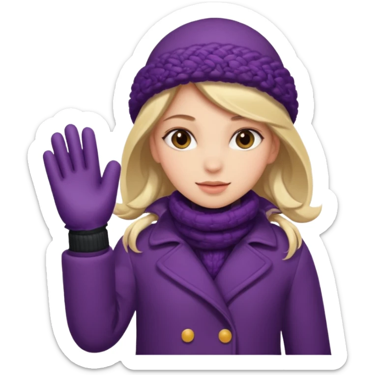 The girl is wearing a warm winter coat and a pair of woolen gloves. sticker