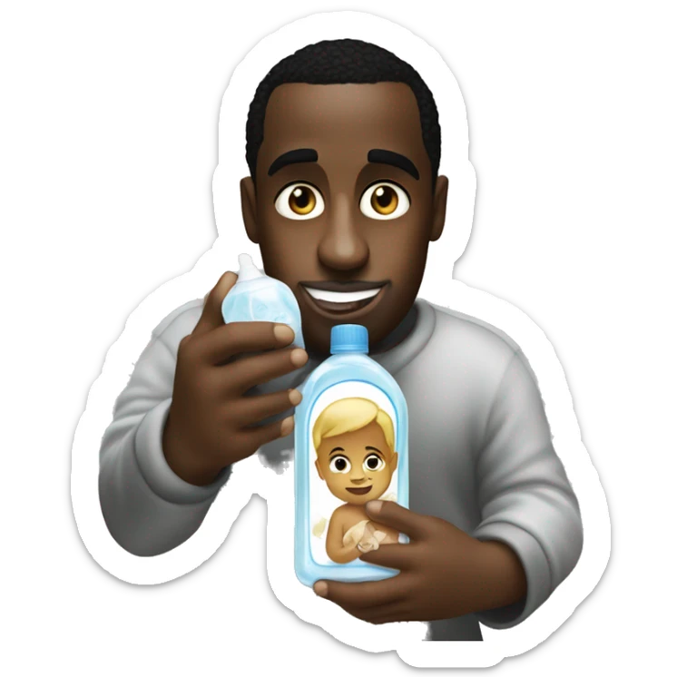 p diddy holding baby oil sticker