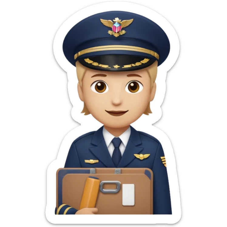 Slack-style emoji of a pilot wearing a navy captain hat holding a board with WIP on it sticker