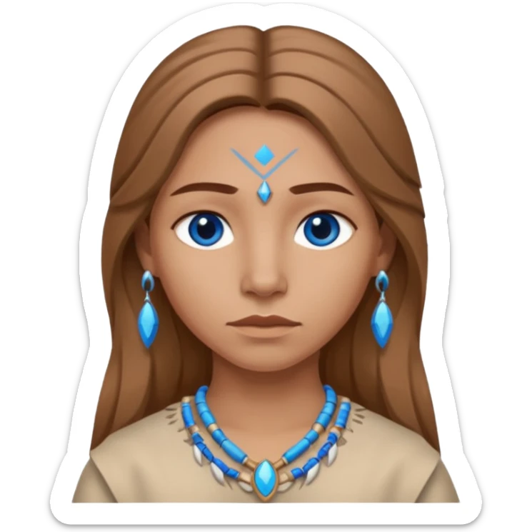 can you make a pale native American emoji with light brown hair and blue eyes  sticker