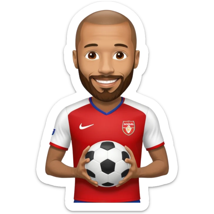 Thierry Henry with signature beard and smile football background sticker