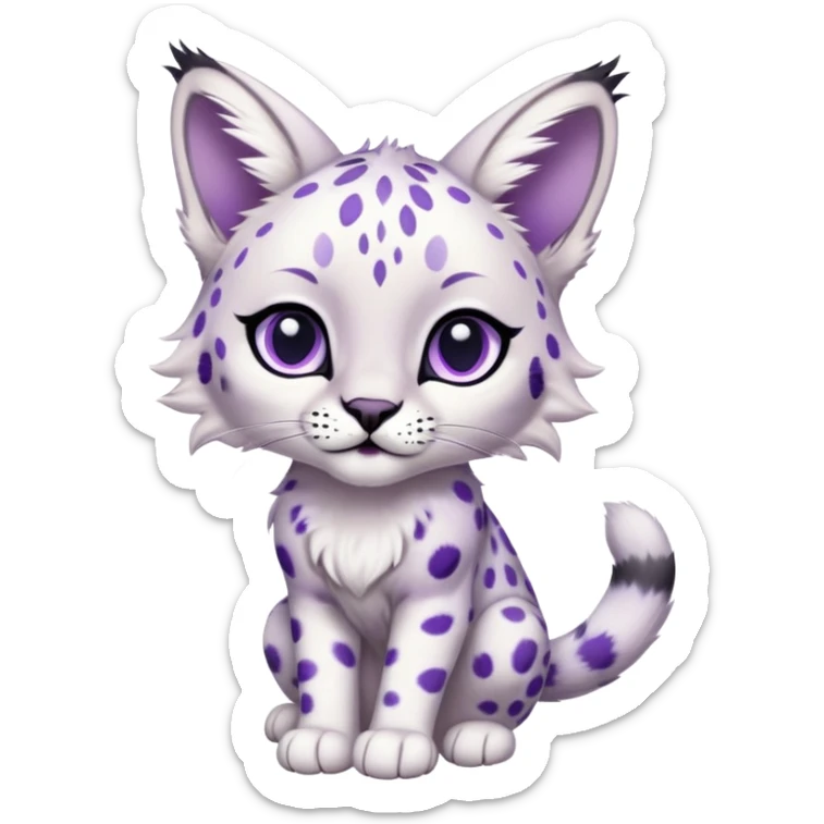 Epic Edgy Cute White Black Purple ethereal Serval-Snow-Leopard-Bobcat-Fionbri full body sticker